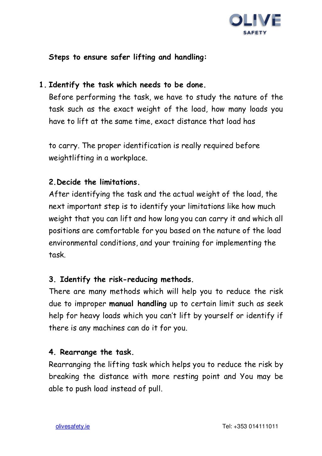 Manual handling Training and Guidelines