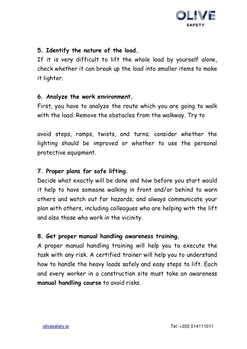 Manual handling Training and Guidelines