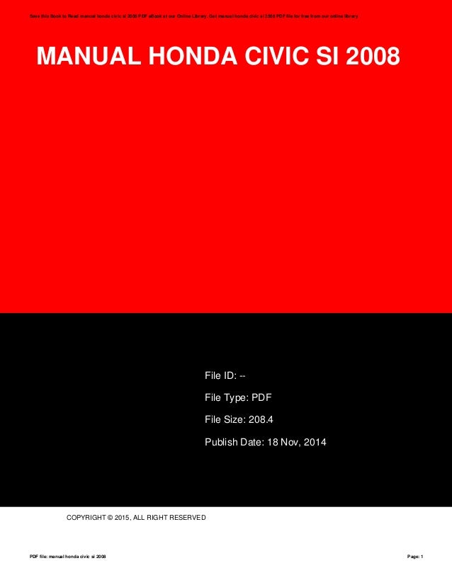 Manual honda civic si 2008