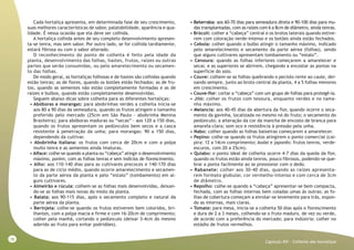 78
Capitulo XIV - Colheita das hortaliças
Cada hortaliça apresenta, em determinada fase de seu crescimento,
suas melhores características de sabor, palatabilidade, aparência e qua-
lidade. É nessa ocasião que ela deve ser colhida.
A hortaliça colhida antes de seu completo desenvolvimento apresen-
ta-se tenra, mas sem sabor. Por outro lado, se for colhida tardiamente,
estará fibrosa ou com o sabor alterado.
O reconhecimento do ponto de colheita é feito pela idade da
planta, desenvolvimento das folhas, hastes, frutos, raízes ou outras
partes que serão consumidas, ou pelo amarelecimento ou secamen-
to das folhas.
De modo geral, as hortaliças folhosas e de hastes são colhidas quando
estão tenras; as de flores, quando os botões estão fechados; as de fru-
tos, quando as sementes não estão completamente formadas e as de
raízes e bulbos, quando estão completamente desenvolvidas.
Seguem abaixo dicas sobre colheita para as diferentes hortaliças:
• Abóboras e morangas: para abobrinhas verdes a colheita inicia-se
aos 80 a 90 dias da semeadura, quando os frutos atingem o tamanho
preferido pelo mercado (25cm em São Paulo - abobrinha Menina
Brasileira); para abóboras maduras ou “secas” - aos 120 a 150 dias,
quando os frutos apresentam os pedúnculos bem secos e a casca
resistente à penetração da unha; para morangas: 90 a 150 dias,
dependendo da cultivar.
• Abobrinha italiana: os frutos com cerca de 20cm e com a polpa
muito tenra e as sementes ainda imaturas.
• Alface: colhe-se quando a planta ou “cabeça” atingir o desenvolvimento
máximo, porém, com as folhas tenras e sem indícios de florescimento.
• Alho: aos 110-140 dias para as cultivares precoces e 140-170 dias
para as de ciclo médio, quando ocorre amarelecimento e secamen-
to da parte aérea da planta e pelo “estalo” (tombamento) em al-
guns cultivares.
• Almeirão e rúcula: colhem-se as folhas mais desenvolvidas, deixan-
do-se as folhas mais novas do miolo da planta.
• Batata: aos 90-115 dias, após o secamento completo e natural da
parte aérea da planta.
• Berinjela: colhe-se quando os frutos estiverem bem coloridos, bri-
lhantes, com a polpa macia e firme e com 16-20cm de comprimento;
colher pela manhã, cortando o pedúnculo (deixar 3-4cm do mesmo
aderido ao fruto para evitar podridões).
• Beterraba: aos 60-70 dias para semeadura direta e 90-100 dias para mu-
das transplantadas, com as raízes com 6 a 8cm de diâmetro, ainda tenras.
• Brócoli: colher a “cabeça” central e os brotos laterais quando estive-
rem com coloração verde-intenso e os botões ainda estão fechados.
• Cebola: colher quando o bulbo atingir o tamanho máximo, indicado
pelo amarelecimento e secamento da parte aérea (folhas), sendo
que alguns cultivares apresentam tombamento ou “estalo”.
• Cenoura: quando as folhas inferiores começarem a amarelecer e
secar, e as superiores se abrirem, chegando a encostar as pontas na
superfície do solo.
• Couve: colhem-se as folhas quebrando o pecíolo rente ao caule, dei-
xando sempre, junto ao broto central da planta, 4 a 5 folhas menores
em crescimento.
• Couve-flor: cortar a “cabeça” com um grupo de folhas para protegê-la.
• Jiló: colher os frutos com tesoura, enquanto verdes e no tama-
nho máximo.
• Melancia: aos 40-45 dias da abertura da flor, quando ocorre o seca-
mento da gavinha, localizada no mesmo nó do fruto; o secamento do
pedúnculo; a alteração da cor da mancha de encosto de branca para
amarela-clara; som oco e resistência à pressão pela unha.
• Nabo: colher quando as folhas baixeiras começarem a amarelecer.
• Pepino: colhe-se quando os frutos atingirem o ponto comercial (cai-
pira: 12 a 14cm comprimento; Aodai e japonês: frutos tenros, verde-
escuros, com 20 a 25cm).
• Quiabo: o ponto ideal de colheita ocorre 4-7 dias da queda da flor,
quando os frutos estão ainda tenros, pouco fibrosos, podendo-se que-
brar a ponta facilmente ao se pressionar com o dedo.
• Rabanete: colher aos 30-40 dias, quando as raízes apresenta-
rem formato globular, cor vermelho-intenso e com cerca de 3cm
de diâmetro.
• Repolho: colhe-se quando a “cabeça” apresentar-se bem compacta,
fechada, com as folhas internas bem coladas umas às outras; as fo-
lhas de cobertura começam a enrolar-se levemente para trás, expon-
do as internas, mais claras.
• Tomate: para mesa, inicia-se a colheita 50 dias após o florescimento
e dura de 2 a 3 meses, colhendo-se o fruto maduro, de vez ou verde,
de acordo com a preferência do mercado; para indústria: colher no
estádio de frutos vermelhos.
 