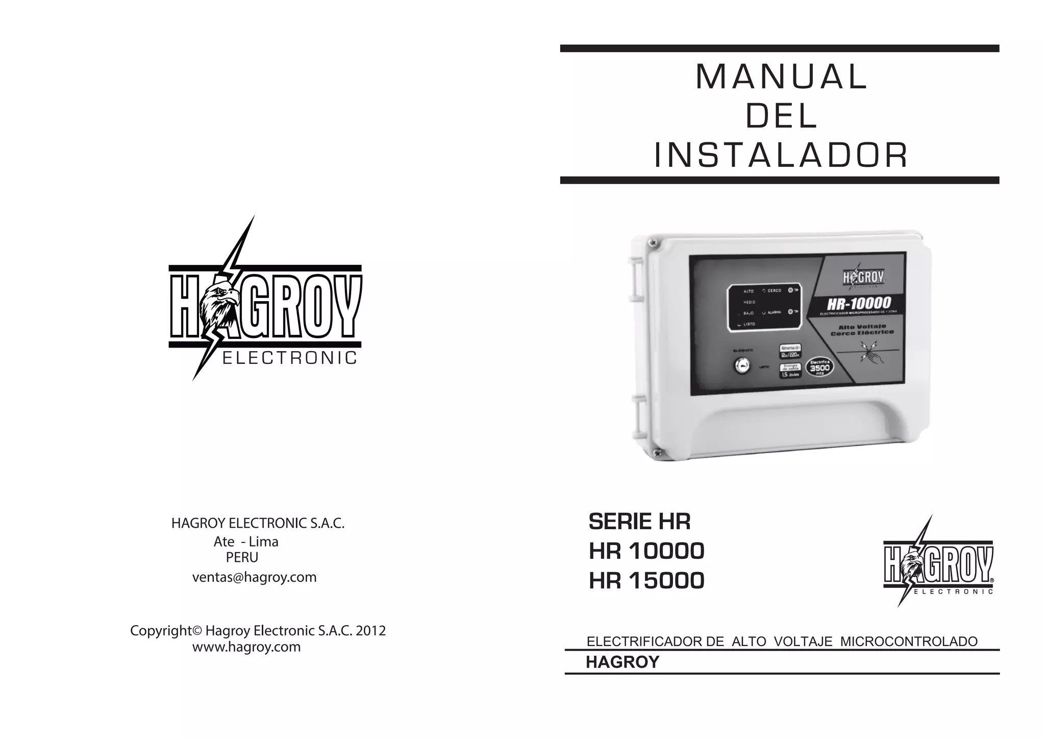 Cercas electricas de Costa Rica 8 lineas, con acero inoxidable, manual Hagroy PPT