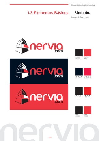 Manual de Identidad Corporativa




1.3 Elementos Básicos.      Símbolo.
                         Imagen Gráfica a color.




                              Black C       185 C




                              70 0 0 100    0 100 70 0




                                0   0   0    255 0 0




                              000000        Ff0000




           ·5·
 