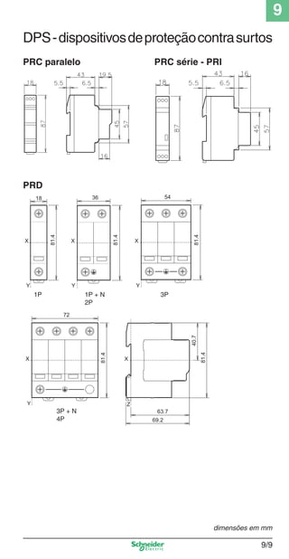 9
9/9
DPS-dispositivosdeproteçãocontrasurtos
PRC paralelo PRC série - PRI
PRD
dimensões em mm
Cap.9.0 v2008.indd 9Cap.9.0 v2008.indd 9 9/17/08 8:34:44 PM9/17/08 8:34:44 PM
 