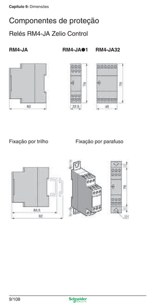 Capítulo 9: Dimensões
9/108
Componentes de proteção
Relés RM4-JA Zelio Control
RM4-JA RM4-JA●1 RM4-JA32
Fixação por trilho Fixação por parafuso
Cap.9.1 v2008.indd 108Cap.9.1 v2008.indd 108 9/17/08 8:37:39 PM9/17/08 8:37:39 PM
 