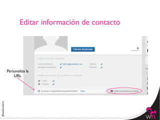 Editar información de contacto	





Personaliza la
    URL	





                                            16	
  
 