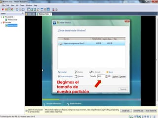 Elegimos el
tamaño de
nuestra partición
 