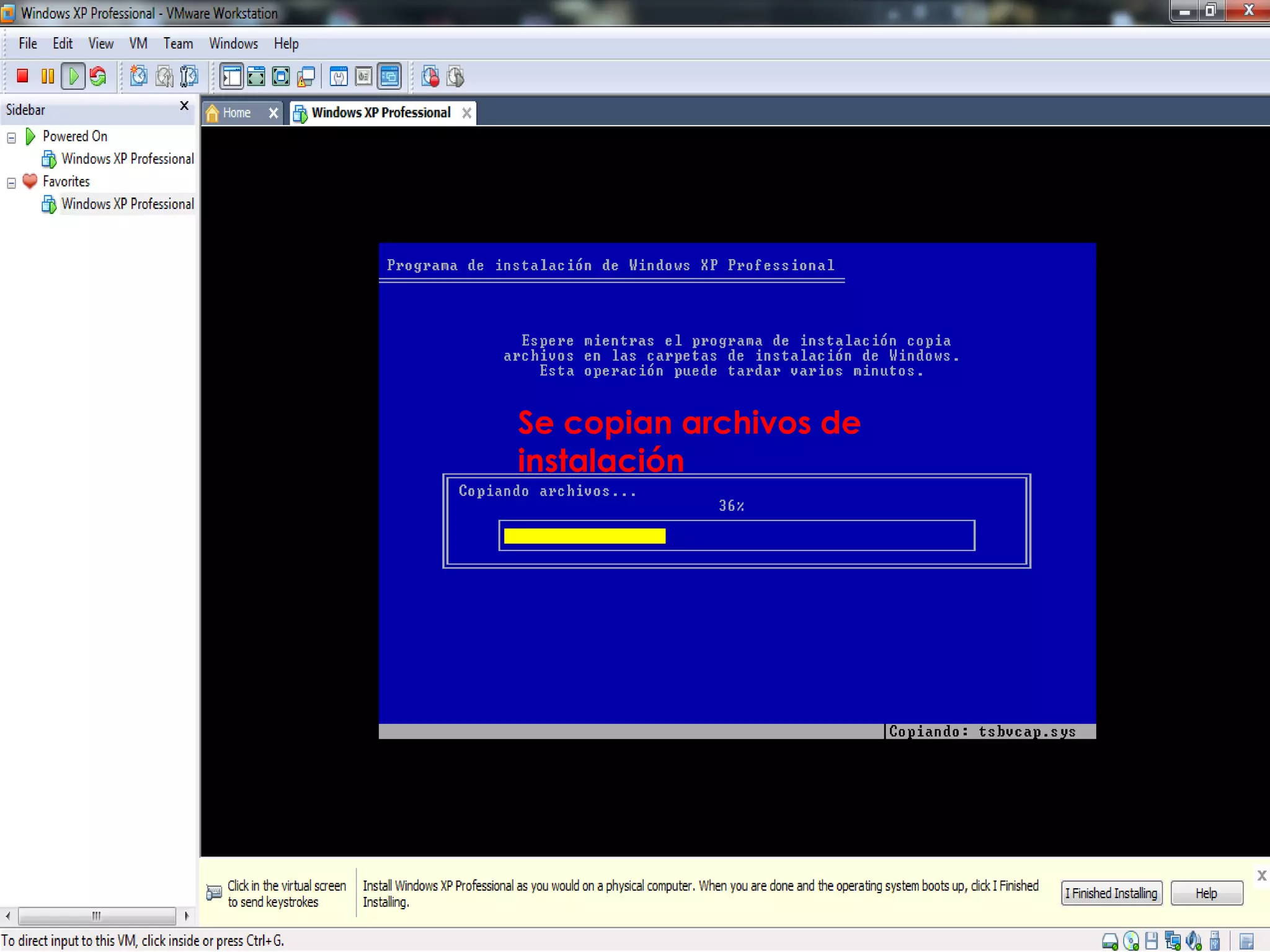 Se copian archivos de
instalación
 