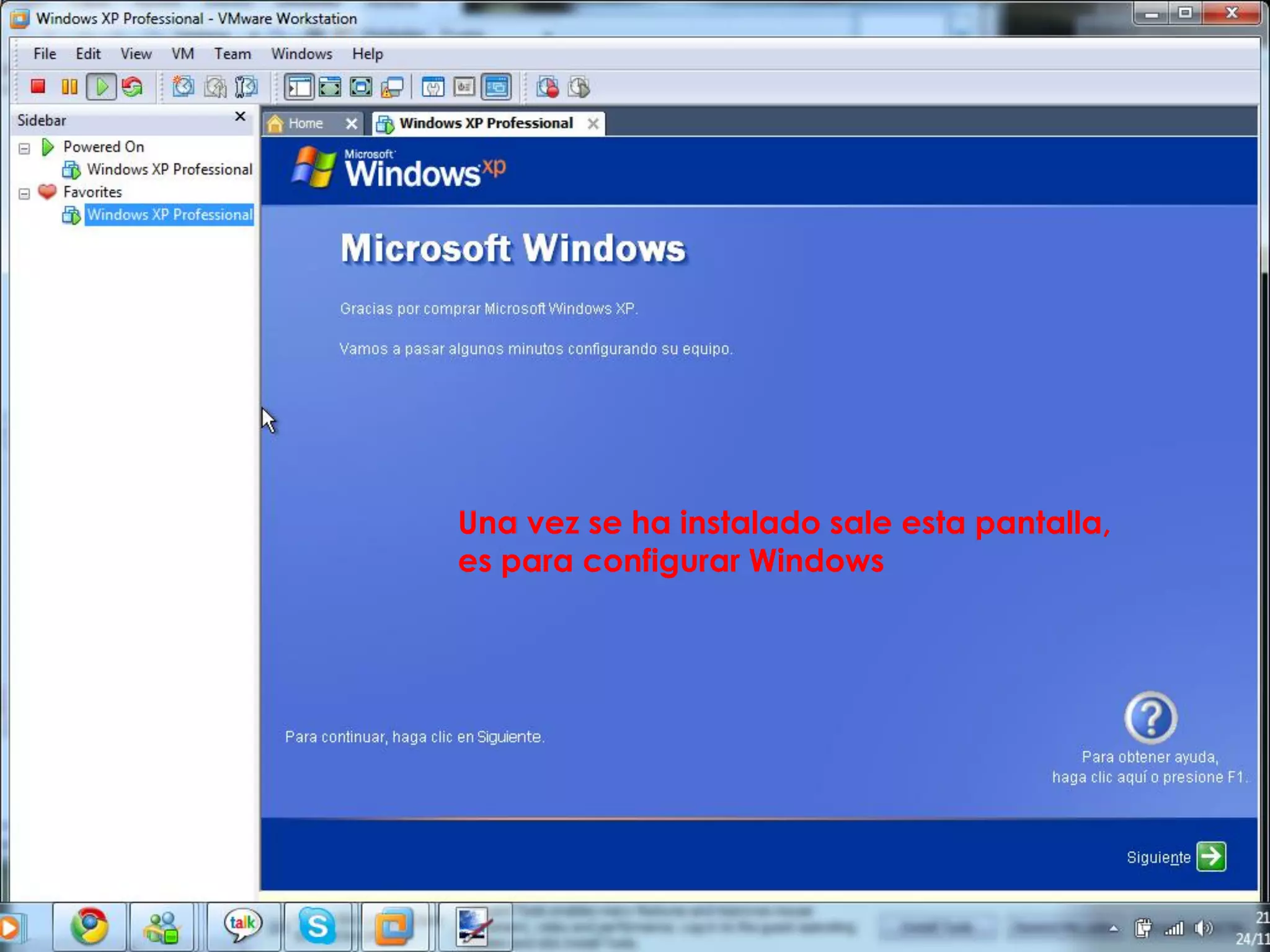 Una vez se ha instalado sale esta pantalla,
es para configurar Windows
 