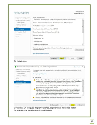 Manual instalacion active directory windows server 2012 | PDF