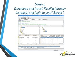 Step-4
Download and Install Filezilla (already
installed) and login to your “Server”.
23
 