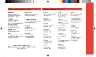 193
ALBACETE
Pol. Ind. Campollano C/E 69
Tel. 967 24 10 17
ALICANTE
C/Crevillente, 15
Tel.96 525 06 97
BADAJOZ
Ctra. Corte de Pelea, 75
tel. 924 98 31 94
BARCELONA
C/ Del Lliri. 5 y 7
Tel. 93 285 05 13
BILBAO
C/ Cordelería, 14
Tel. 94 499 52 16
CÓRDOBA
C/ Gran Capitán, 41
Tel. 957 47 51 76
GIJÓN
C/ San José, 67
Tel. 985 39 49 39
GIRONA
C/ Avda. Cistaller, 3
Tel. 972 29 21 54
Sant Joan Les Fonts
GRANADA
Dr. Jaime Garcia Royo
s/n bajos
junto estación ferrocarril
Tel. 958 27 87 16
GRAN CANARIA
C/ Alfonso XIII, 8
Tel. 677 31 28 04
LA CORUÑA
C/ San Vicente, 35
Tel. 981 23 68 63
LEÓN
C/ Tte. Andrés Gonzalez, 1
Tel. 987 20 96 10
MADRID
C/ Yarumal, 6
local comercial N 2
Tel. 91 763 22 38
MÁLAGA
C/ Antonio Martelo, 2-4
Tel. 952 31 91 31
PALMA DE MALLORCA
C/ Gremio Zapateros, 51
Pol. Ind. Son Castelló
Tel. 971 43 08 60
SEVILLA
C/ Feria, 73
Tel 954 90 23 79
VALENCIA
C/ Borrull, 27
Tel. 96 392 10 79
ZARAGOZA
C/ Conde de Aranda, 45
Tels. 976 43 81 70
y 976 28 45 61
FRANCE
www.lomatex.com
lomatex@lomatex.com
Tel. 04-37-40-81-71
PORTUGAL
jp.geral@mail.telepac.pt
Te 0351234721040
ITALIA
Janè Service Italia
Via Conche 21
35010 Cadoneghe (Padova)
Tel. 049 8874950
Fax. 049 8879280
info@jane-italy.com
CZECK REPUBLIC
velkoobchod@handypraha.cz
Tel. 0420267908455
GERMANY
info@jane-online.de
POLSKA
www.jane.pl
jane@euro-trade.pl
Tel.012 61 44 151
UK
www.johnstonprams.co.uk
info@johnstonprams.co.uk
Tel. 028 9084 9045
RUSSIA
www.janebaby.ru
info@janebaby.ru
Tel. 495 3336379
FOR OTHER COUNTRIES
please contact our export department
export@jane.es
AFTER SALES SERVICES - EUROPE OFFICIAL WORKSHOPS - SPAIN
 