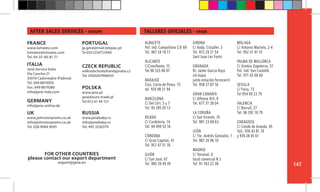 147
ALBACETE
Pol. Ind. Campollano C/E 69
Tel. 967 24 10 17
ALICANTE
C/Crevillente, 15
Tel.96 525 06 97
BADAJOZ
Ctra. Corte de Pelea, 75
tel. 924 98 31 94
BARCELONA
C/ Del Lliri. 5 y 7
Tel. 93 285 05 13
BILBAO
C/ Cordelería, 14
Tel. 94 499 52 16
CÓRDOBA
C/ Gran Capitán, 41
Tel. 957 47 51 76
GIJÓN
C/ San José, 67
Tel. 985 39 49 39
GIRONA
C/ Avda. Cistaller, 3
Tel. 972 29 21 54
Sant Joan Les Fonts
GRANADA
Dr. Jaime Garcia Royo
s/n bajos
junto estación ferrocarril
Tel. 958 27 87 16
GRAN CANARIA
C/ Alfonso XIII, 8
Tel. 677 31 28 04
LA CORUÑA
C/ San Vicente, 35
Tel. 981 23 68 63
LEÓN
C/ Tte. Andrés Gonzalez, 1
Tel. 987 20 96 10
MADRID
C/ Yarumal, 6
local comercial N 2
Tel. 91 763 22 38
MÁLAGA
C/ Antonio Martelo, 2-4
Tel. 952 31 91 31
PALMA DE MALLORCA
C/ Gremio Zapateros, 51
Pol. Ind. Son Castelló
Tel. 971 43 08 60
SEVILLA
C/ Feria, 73
Tel 954 90 23 79
VALENCIA
C/ Borrull, 27
Tel. 96 392 10 79
ZARAGOZA
C/ Conde de Aranda, 45
Tels. 976 43 81 70
y 976 28 45 61
FRANCE
www.lomatex.com
lomatex@lomatex.com
Tel. 04-37-40-81-71
PORTUGAL
jp.geral@mail.telepac.pt
Te 0351234721040
ITALIA
Janè Service Italia
Via Conche 21
35010 Cadoneghe (Padova)
Tel. 049 8874950
Fax. 049 8879280
info@jane-italy.com
CZECK REPUBLIC
velkoobchod@handypraha.cz
Tel. 0420267908455
GERMANY
info@jane-online.de
POLSKA
www.jane.pl
jane@euro-trade.pl
Tel.012 61 44 151
UK
www.johnstonprams.co.uk
info@johnstonprams.co.uk
Tel. 028 9084 9045
RUSSIA
www.janebaby.ru
info@janebaby.ru
Tel. 495 3336379
FOR OTHER COUNTRIES
please contact our export department
export@jane.es
AFTER SALES SERVICES - EUROPE TALLERES OFICIALES - SPAIN
 
