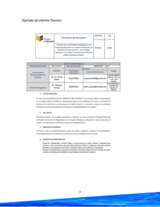 7
Ejemplo de informe Técnico:
 