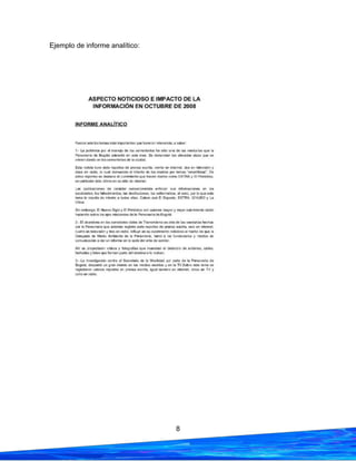 8
Ejemplo de informe analítico:
 
