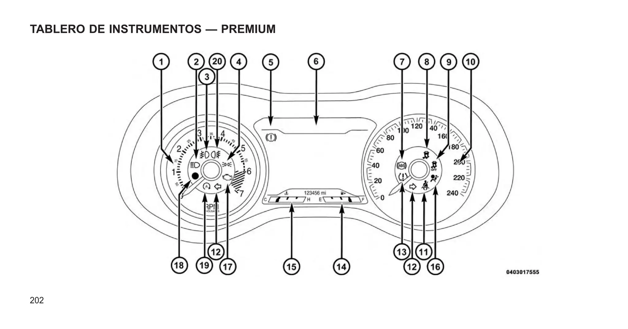 TABLERO DE INSTRUMENTOS — PREMIUM
202
 