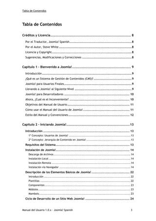 Tabla de Contenidos




Tabla de Contenidos

Créditos y Licencia.............................................................