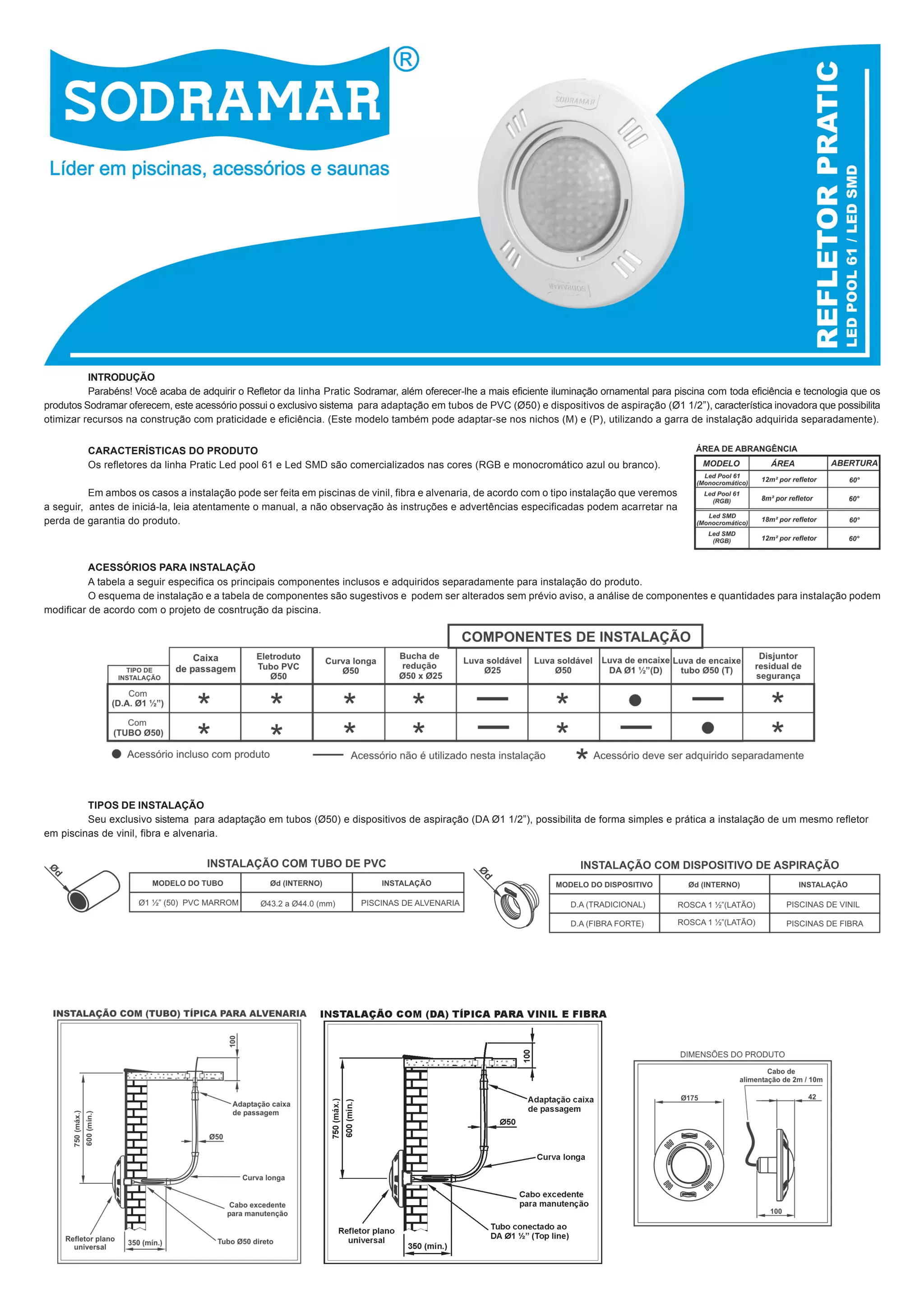 Manual de iluminação Led Pool para piscina - Sodramar | PDF