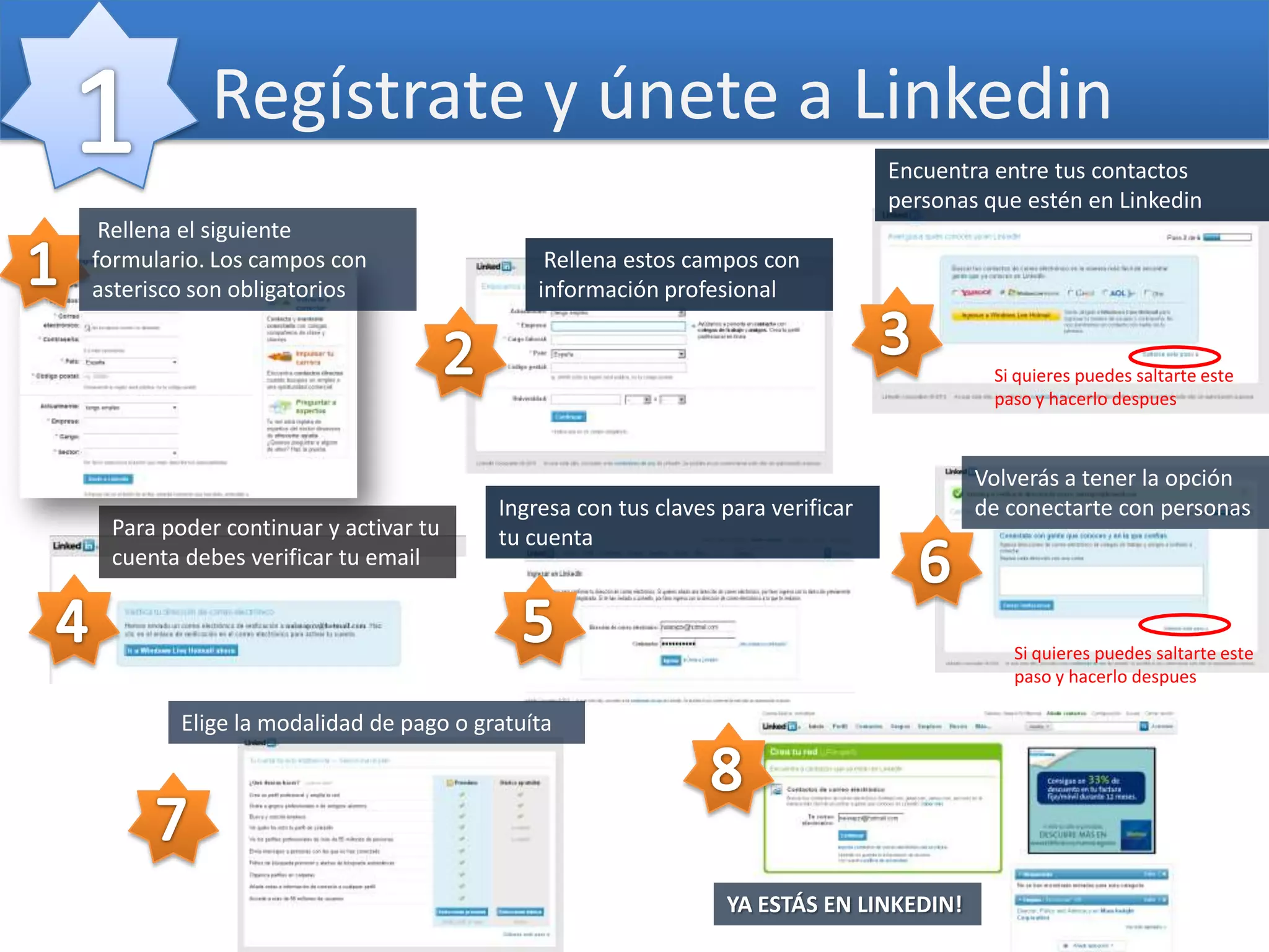 ….espera! 2 consejos1- Crea una activa red de contactos acorde a tus intereses . ¡Se selectivo o selectiva! En Linkedin no vale la estrategia del amigo de todos como en Facebook o Twitter2- Optimiza tu perfil de LinkedIn para los motores de búsqueda. Dedícale tiempo. Para ser encontrado fácilmente en cualquier búsqueda que se realiza en LinkedIn hay que completar con la mayor precisión los antecedentes profesionales, académicos, grupos de afinidad, organizaciones a las que pertenecemos ,etc. 