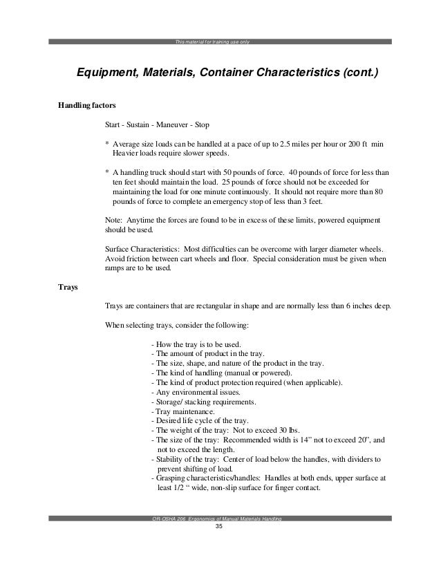 Manual materials handling osha oregon