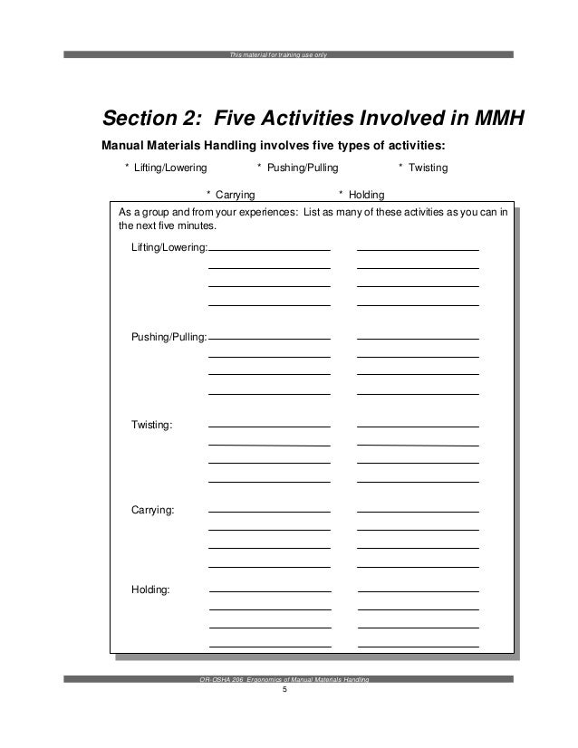 Manual materials handling osha oregon