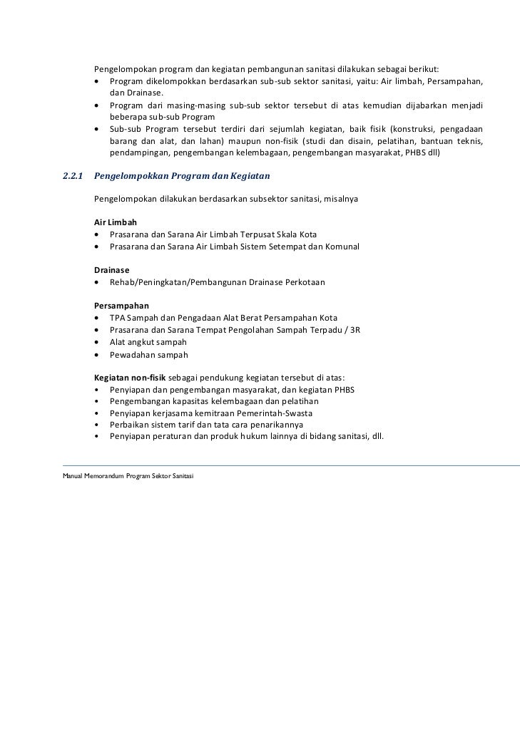 Manual Memorandum Program Sektor Sanitasi Kabupatenkota