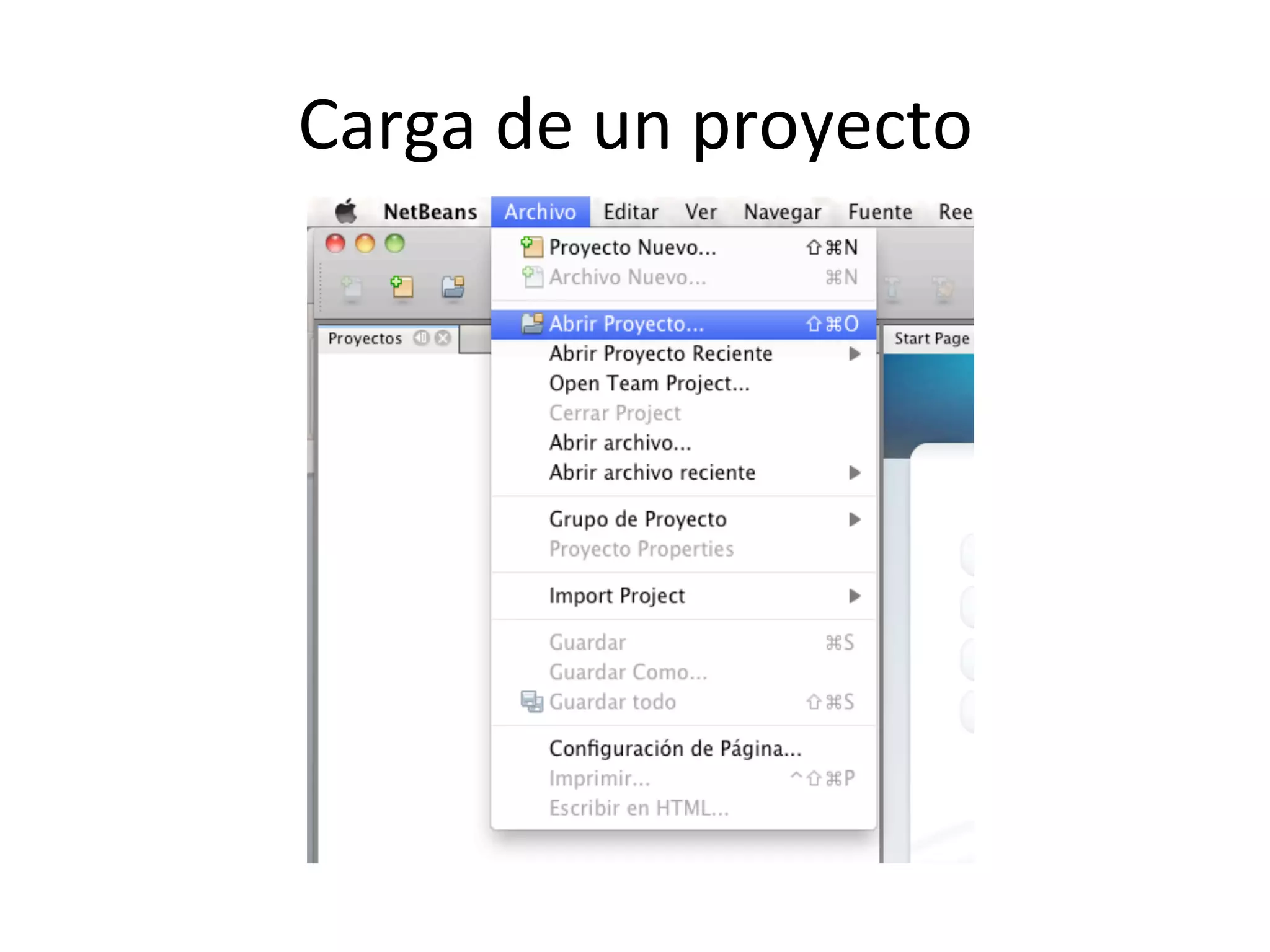 Carga 
de 
un 
proyecto 
 