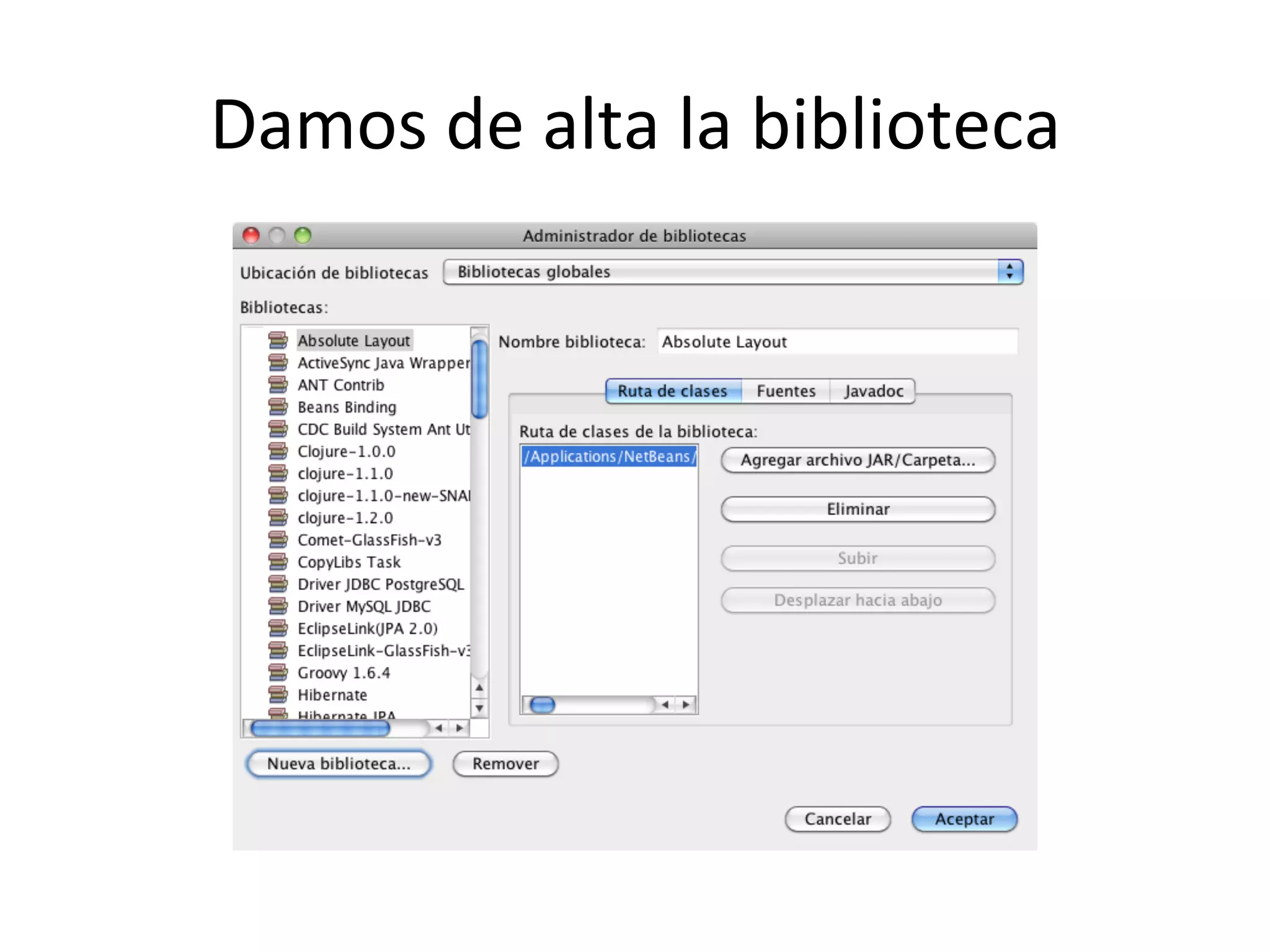 Damos 
de 
alta 
la 
biblioteca 
 