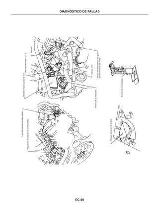 EC-50
DIAGNOSTICO DE FALLAS
Levademarchamínimarápida
Reguladordepresióndecombustible
Medidormasacaudaldeaire
VálvulasolenoideF.I.C.D.
Inyector
UnidaddecontrolE.C.C.S.
Sensordelamariposa
Bombadecombustible
VálvulaAAC
Sensordetemperaturadeagua
deenfriamientodelmotor
 