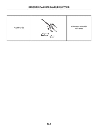 TA-3
HERRAMIENTAS ESPECIALES DE SERVICIO
Compresor Resortes
embraguesKV311-02400
 