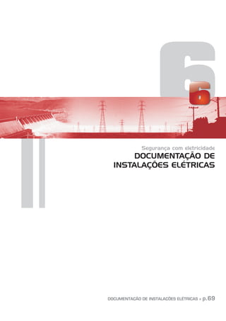 6
Segurança com eletricidade
DOCUMENTAÇÃO DE
INSTALAÇÕES ELÉTRICAS
DOCUMENTAÇÃO DE INSTALAÇÕES ELÉTRICAS » p.69
 