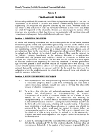 Tve Subject Manual of Operations for the Technical and Vocational Public Secondary ...