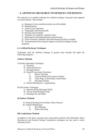 Manual on artificial recharge of ground water | PDF