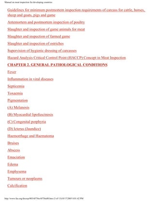 Notes For Meat Inspection Notes.pdf Manual on meat inspection for developing countries | PDF