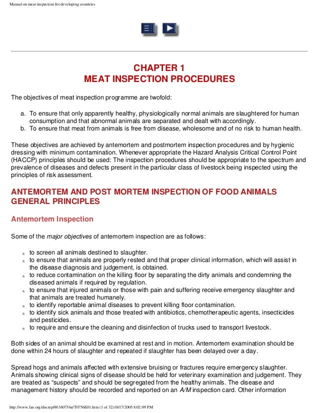 Manual on meat inspection for developing countries