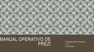 MANUAL OPERATIVO DE 
PREZI 
Nathalia Niño Capacho 
10-2 
Instenalco 
 