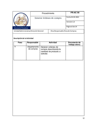 Manual de Normas y Procedimientos para la Compra de Mercancía de las ...