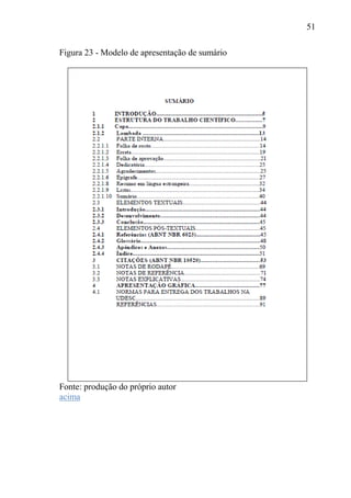 51
Figura 23 - Modelo de apresentação de sumário
Fonte: produção do próprio autor
acima
 
