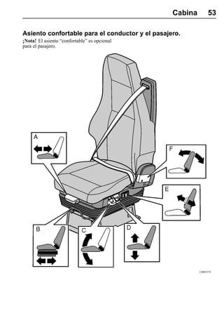 Cabina         53

Asiento confortable para el conductor y el pasajero.
¡Nota! El asiento “confortable” es opcional
para el pasajero.




                                                          C0002374
 