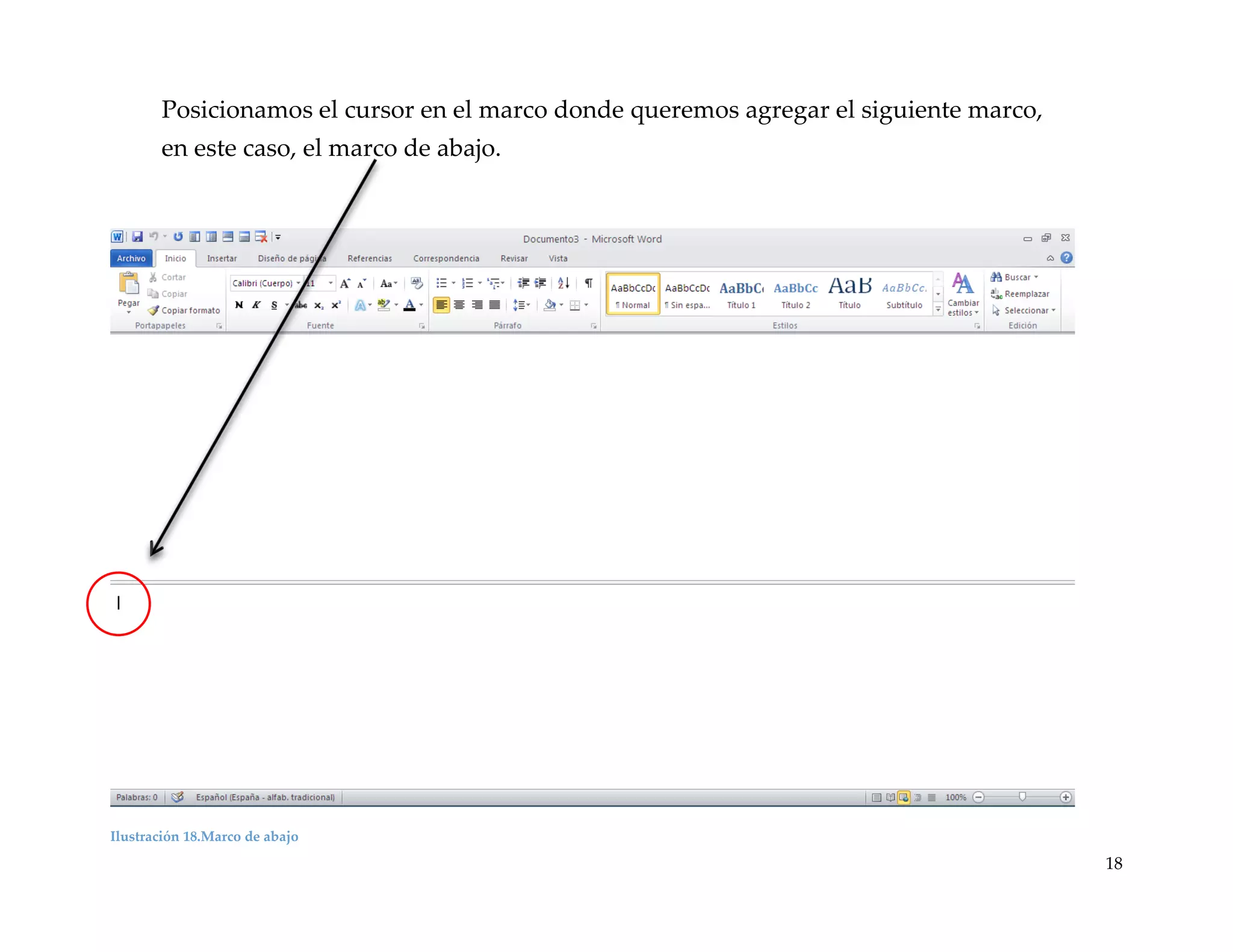 Posicionamos el cursor en el marco donde queremos agregar el siguiente marco,
en este caso, el marco de abajo.

Ilustración 18.Marco de abajo

18

 