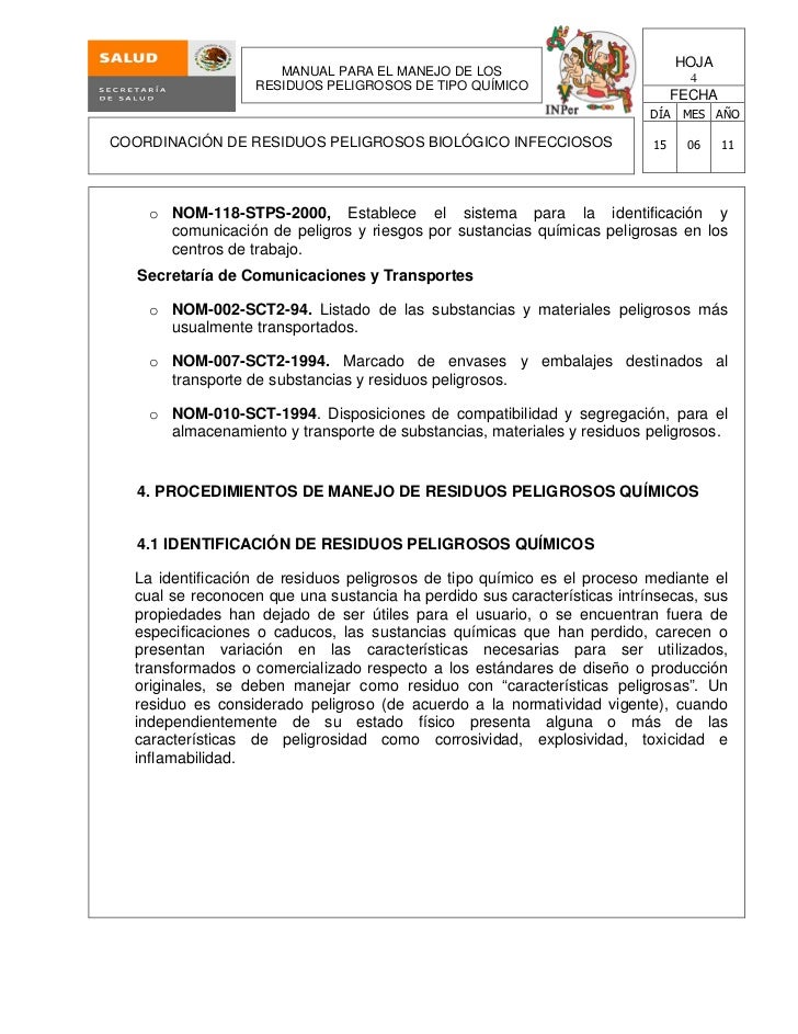 Manual para el manejo de los residuos peligrosos del tipo
