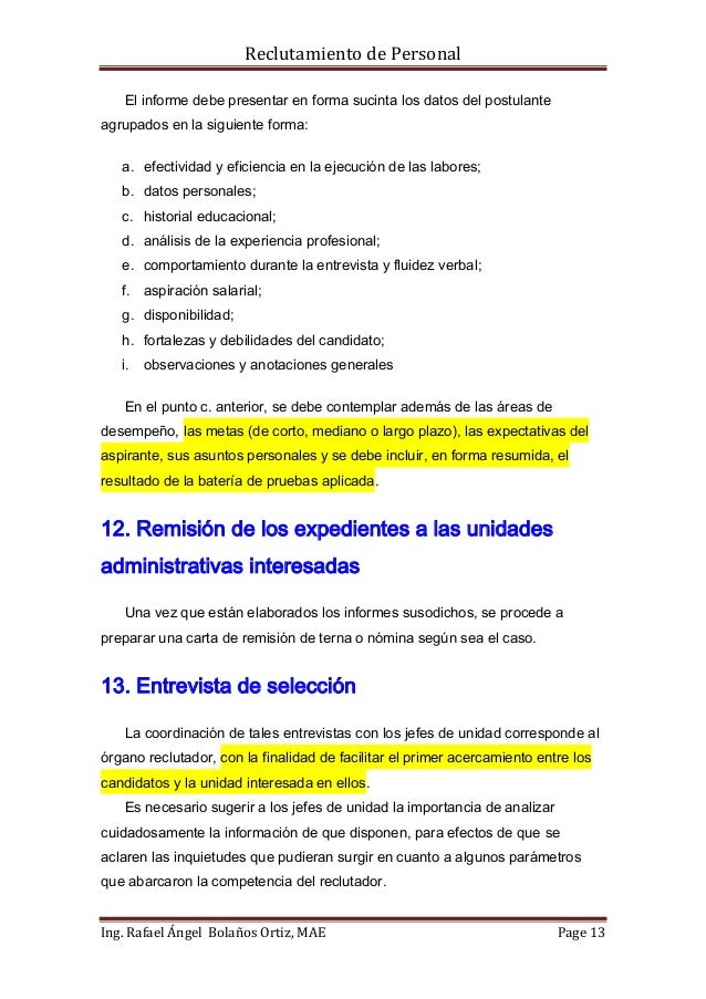 Manual para el reclutamiento y selección de personal