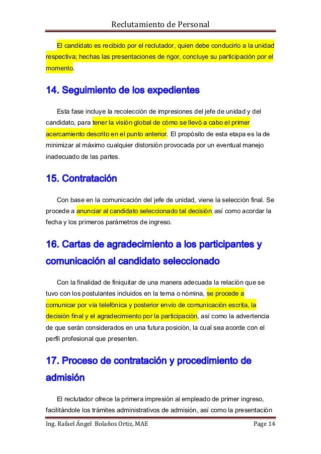 Manual para el reclutamiento y selección de personal