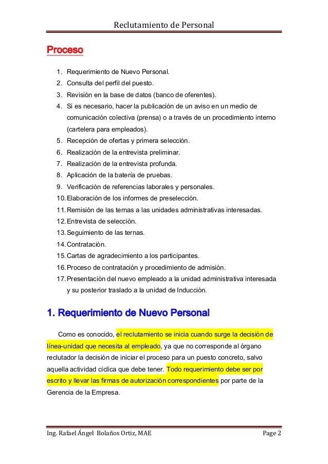 manual de reclutamiento y seleccion de personal ejemplo Manual para el reclutamiento y selección de personal.