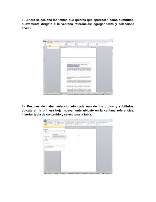 Manual para insertar tabla de contenido en word 2010
