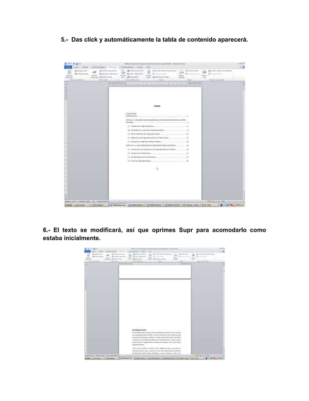 Manual para insertar tabla de contenido en word 2010