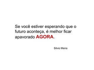 Se você estiver esperando que o futuro aconteça, é melhor ficar apavorado  AGORA . Silvio Meira 