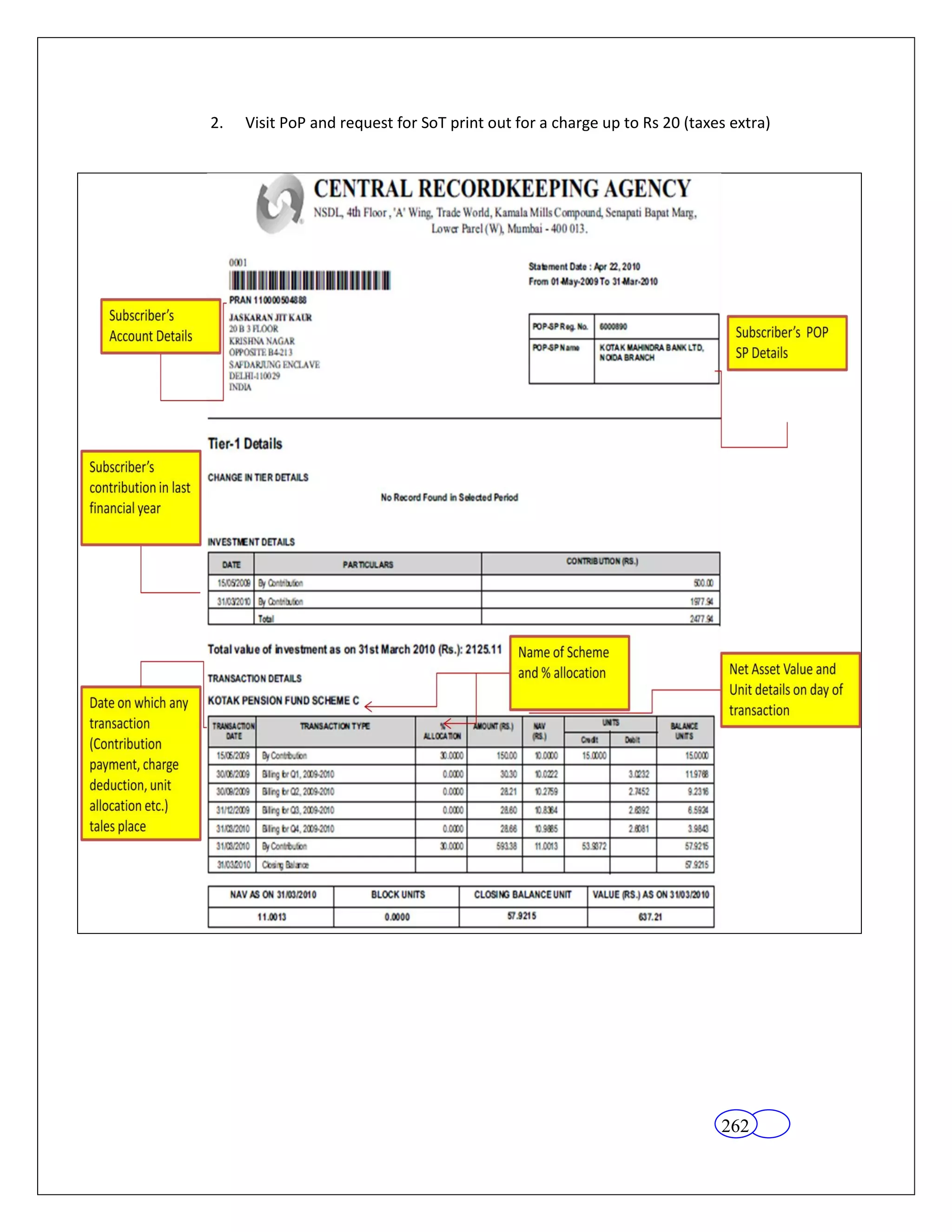 2.   Visit PoP and request for SoT print out for a charge up to Rs 20 (taxes extra)




                                                                           262
 