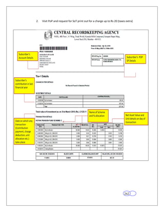 2.   Visit PoP and request for SoT print out for a charge up to Rs 20 (taxes extra)




                                                                           262
 