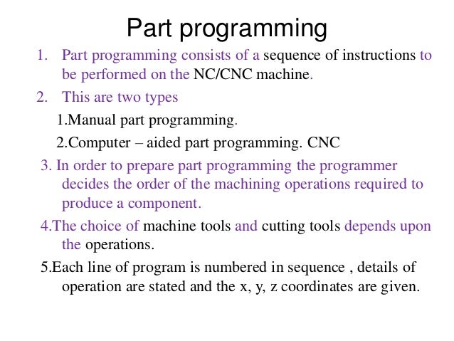 Manual part programming