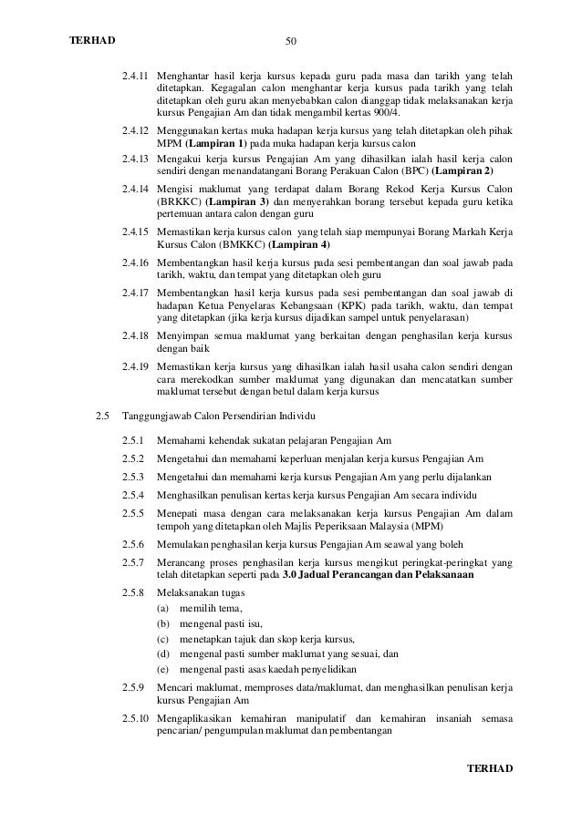 Manual pelaksanaan kerja kursus PENGAJIAN AM (900/4) TAHUN ...